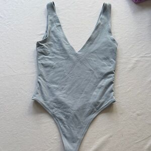 Aritzia Babaton Light Blue V-Neck One-Piece Bodysuit